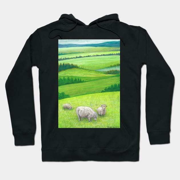 Farmland Field of Sheep Hoodie by ReneeDixonArt